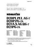 Komatsu D20PLL-7 Dozer Bulldozer Service Repair Manual S/N 62001 and up