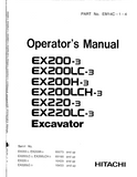 Hitachi EX200-3 EX200H-3 Excavator operator’s manual SN: 85079 and up