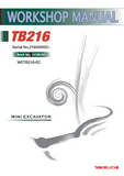 Takeuchi TB216 Mini Excavator Service Repair Workshop Manual (Serial No. 216000003 and up)