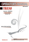 Takeuchi TB230 Mini Excavator Operator manual (Serial No. 130000003 and up)