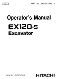 Hitachi EX120-5 Excavator operator’s manual Serial No. 054557 and up