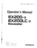 Hitachi EX200-3 Excavator operator’s manual SN:85115 and up