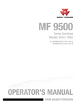 Massey Ferguson 9540 9560 Combine Operator manual (Serial No. AGCM95600EHC18501 and up)