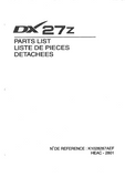 DAEWOO DOOSAN DX27Z MINI EXCAVATOR Parts Catalogue Manual