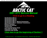 2001 Arctic Cat Arctic Cat 300 2X4 ATV Service Repair Manual