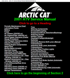 2001 Arctic Cat Arctic Cat 300 2X4 ATV Service Repair Manual