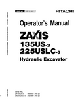 Hitachi ZAXIS 135US-3 Hydraulic Excavator operator’s manual