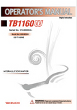 Takeuchi TB1160W Hydraulic Excavator Operator manual (Serial No. 514300004 and up)