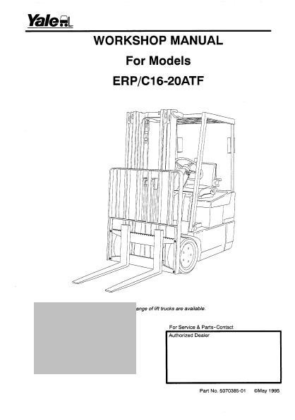 YALE (A807) ERP16-20ATF FORKLIFT Service Repair Manual