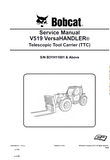 Bobcat V519 Telescopic Handler Service Repair Manual (S/N B3YH11001 and Above)