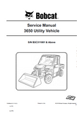 Bobcat 3650 Utility Vehicle Service Repair Manual (S/N B3C311001 and Above)