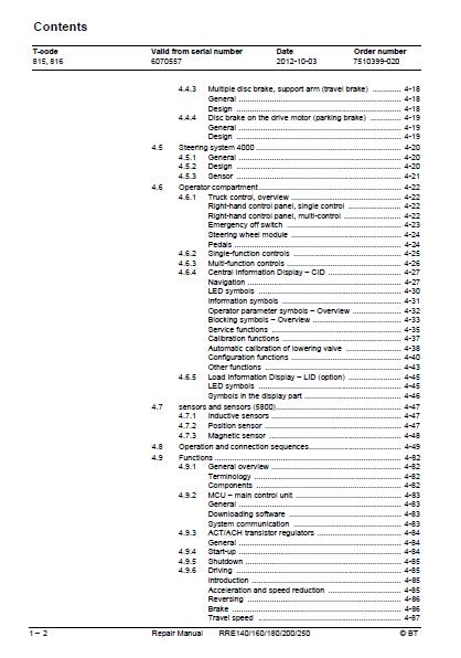 Sample Devide Refler Retch Toyota BT Reflex RRE200 Reach Forklift Reach Trucks Service Repair Man ...