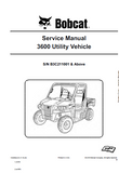 Bobcat 3600 Utility Vehicle Service Repair Manual (S/N B3C211001 and Above)