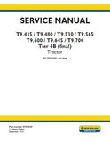 New Holland T9.435 Standard wheeled model Tier 4B (final) Tractor Service Repair Manual [ZFF403001 - ]