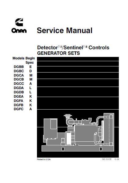 Cummins Onan DGFA Detector / Sentinel Control Generator Set Service Re ...