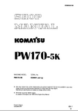 Komatsu PW170-5K Hydraulic Excavator Service Repair Manual SN:K20001 and up