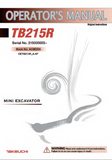 Takeuchi TB215R Mini Excavator Operator manual (Serial No. 215000003 and up)