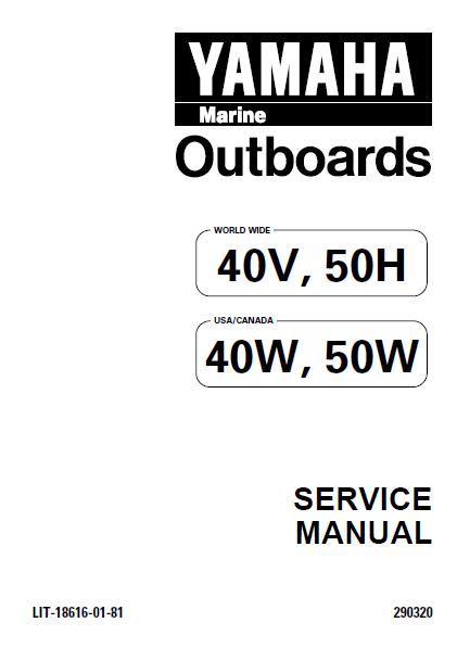 YAMAHA OUTBOARD 50HET, C50TR Service Repair Manual L: 900101 -
