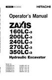 Hitachi ZAXIS 160LC-3 Hydraulic Excavator operator’s manual SN: 010366 and up