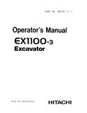 Hitachi EX1100-3 Excavator operator’s manual Serial No. 002123 and up