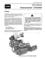 Toro Greensmaster 3100 Service Repair Manual
