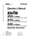 Hitachi ZAXIS 270-3 class Hydraulic Excavator operator’s manual SN: 020001 and up