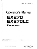 Hitachi EX270 Excavator operator’s manual Serial No. 07426 and up