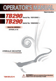 Takeuchi TB290 Hydraulic Excavator Operator manual (Serial No. 185100001 and up)
