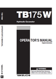 Takeuchi TB175W Hydraulic Excavator Operator manual Serial No. 175400095 and up