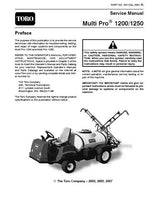 Toro Multi-Pro 1250 Sprayer Service Repair Manual