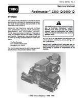 Toro Reelmaster 2600D Mower Service Repair Manual