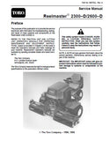 Toro Reelmaster 2600D Mower Service Repair Manual