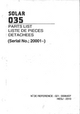 DAEWOO DOOSAN SOLAR 035 MINI EXCAVATOR Parts Catalogue Manual