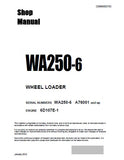 Komatsu WA250-6 Wheel Loader Service Repair Manual (SN: 76001 and up)