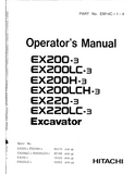 Hitachi EX200LC-3 EX200LCH-3 Excavator operator’s manual SN: 85168 and up
