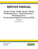 New Holland T8.410 SmartTrax™ CVT TIER 4B Tractor Service Repair Manual [ZHRE04001 -