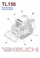 Takeuchi TL150 Crawler Loader Parts Catalogue Manual (Serial No. 21500004 and up)