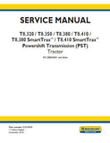 New Holland T8.410 SmartTrax™ PST TIER 4B Tractor Service Repair Manual [ZJRE04001 - ]