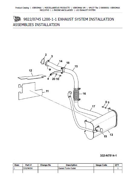 JCB VM137 Tier 2 VIBROMAX Parts Catalogue Manual (Serial Number: 00000 ...