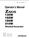 Hitachi ZAXIS 210W Wheeled Excavator operator’s manual SN: 001001 and up