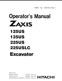Hitachi ZAXIS 225US, 225USLC Excavator operator’s manual SN: 104640 and up