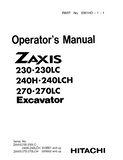 Hitachi Zaxis 230, 230LC, 240H, 240LCH Excavator operator’s manual SN: 010001 and up
