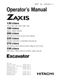Hitachi Zaxis 120, 130H, 130K, 130L Excavator operator’s manual SN: 062955 and up