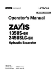 Hitachi Zaxis 135US-5N Hydraulic Excavator operator’s manual