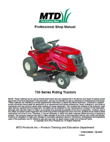 Troy Bilt 700 Series Rider Service Repair Manual