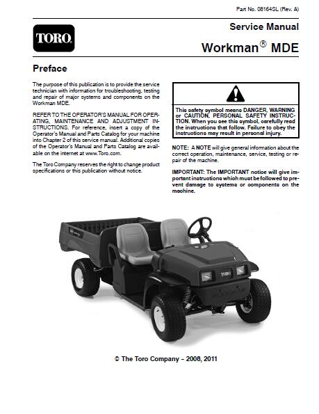 Toro Workman MDE Service Repair Manual