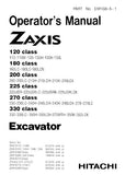 HITACHI ZAXIS 270, 270LC EXCAVATOR Operator manual SN:020035 and up