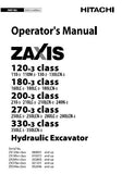 HITACHI ZAXIS 270-3 Class Hydraulic EXCAVATOR Operator manual SN:021321 and up