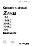 HITACHI ZAXIS 330LC, 370 EXCAVATOR Operator manual SN:030645 and up