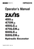 HITACHI ZAXIS 450-3 EXCAVATOR Operator manual (Serial No. : 20001 and up)